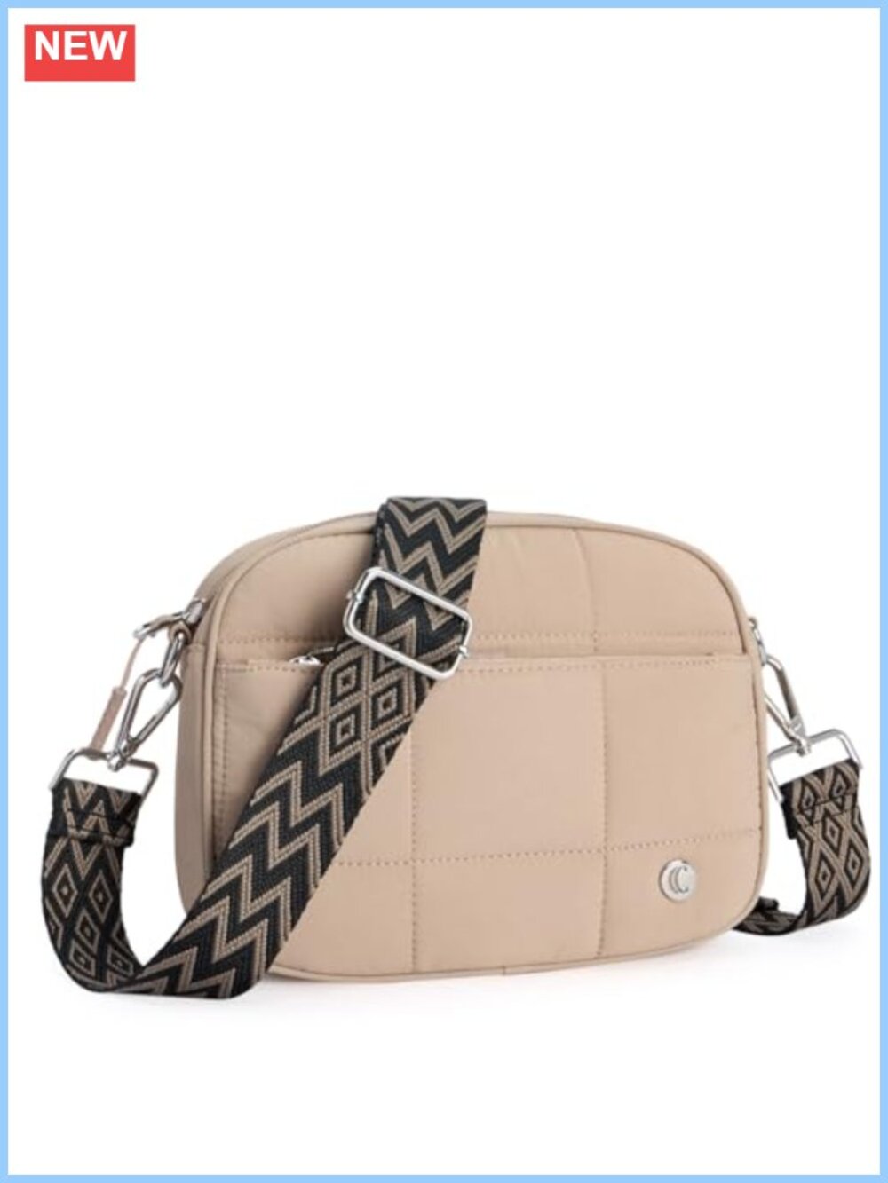 Quilted Crossbody Bag Lightweight Puffer Shoulder Travel Purse Wide Strap